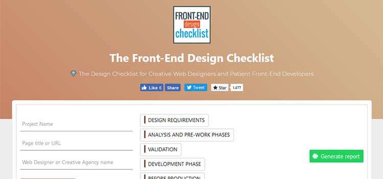 Risorse CSS Checklist di progettazione front-end gratuita