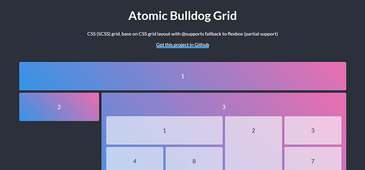 ทรัพยากร CSS ฟรี Atomic Bulldog Grid