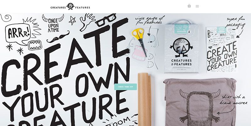 Creature e caratteristiche tendenza del web design tipografia disegnata a mano