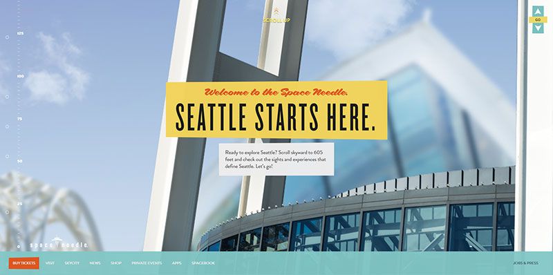 Tren desain web tipografi digambar tangan Space Needle