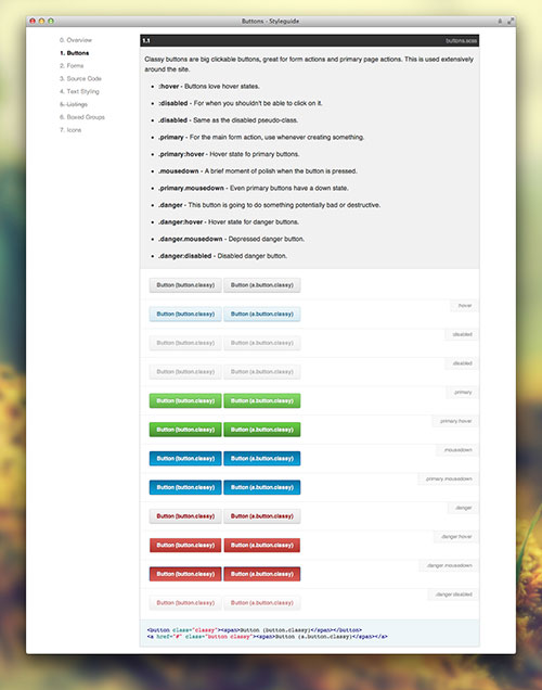 Documentation d'une page générée par KSS.