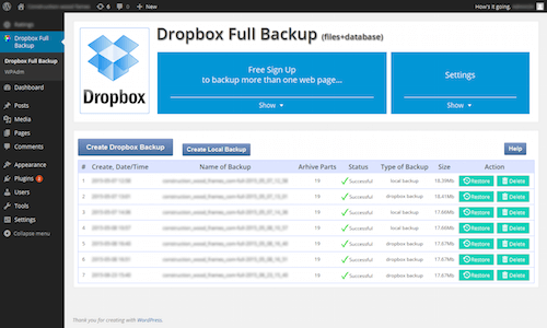 Sauvegarde et restauration Dropbox en action