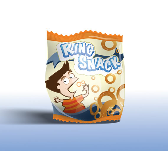 Verwandeln Sie ein vom Kunden genehmigtes Snack-Etikett in eine Snack-Packung in 3D-Optik