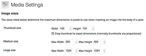 Wordpress media settings