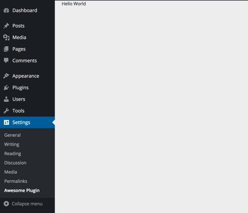 La página del submenú ahora está en la configuración