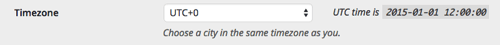 El campo de zona horaria de WordPress