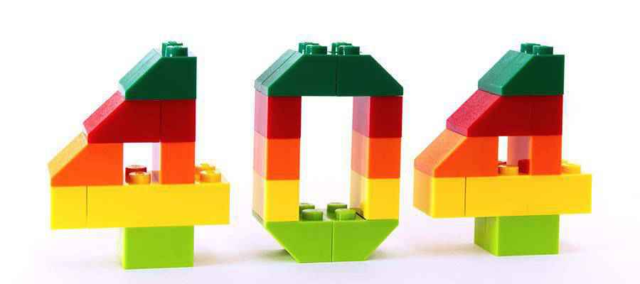 Le numéro 404, construit avec des blocs de jouets.