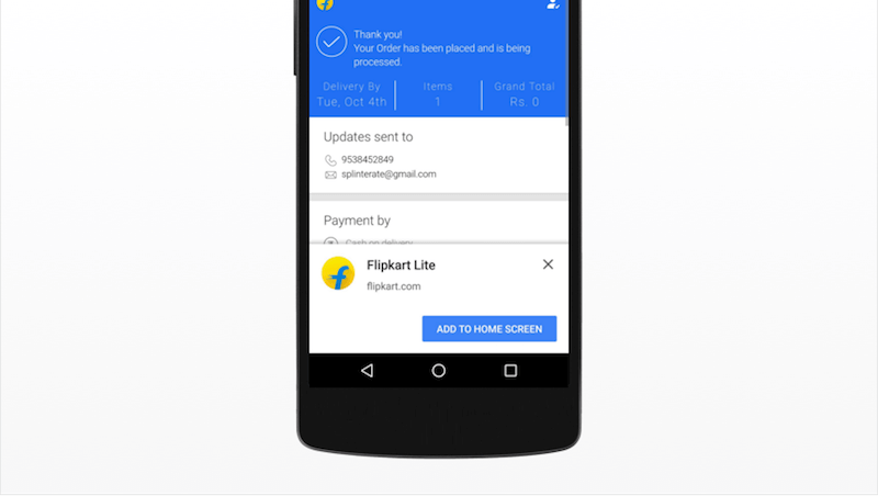 dodaj do ekranu głównego w Flipkart