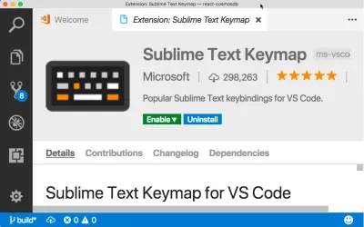 Ekstensi Sublime Keymap untuk VS Code.