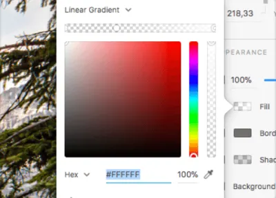 gradient liniowy z dwoma kolorami i przezroczystością