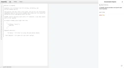 Tangkapan layar alat penjelajah skema GraphiQL GraphQL