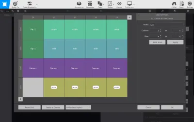 Der Grid-Editor enthält Werkzeuge zum visuellen Erstellen eines Grids.