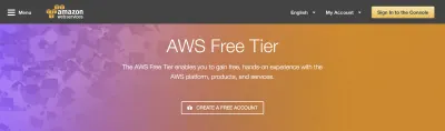 Die Anmeldeseite von Amazon Web Services, die ein großzügiges kostenloses Kontingent enthält, wodurch unser Projekt völlig kostenlos ist.