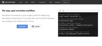 Die Serverless Framework-Website. Nützlich für Installation und Dokumentation.