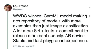 Una imagen de un tweet con mis deseos WWDC