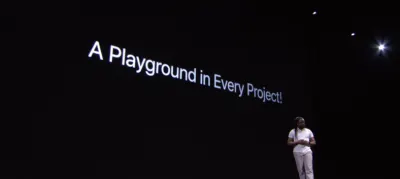 Foto de WWDC que muestra una diapositiva para alentar más parques infantiles