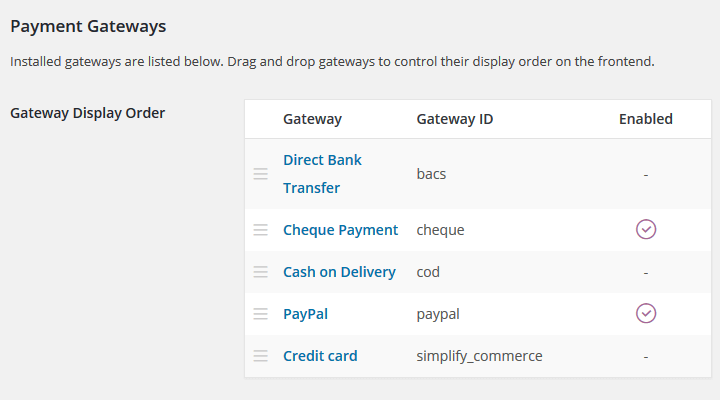 WooCommerce - Gateways de pagamento