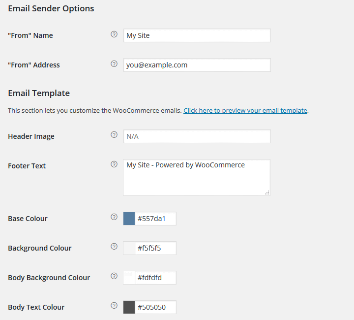 WooCommerce - 電子郵件發件人和模板選項