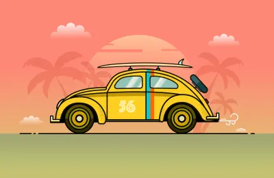 L'illustrazione del Maggiolino Volkswagen completata.