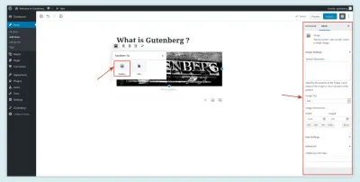 การตั้งค่ารูปภาพใน Gutenberg