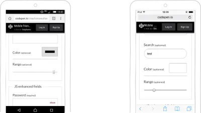 input type=range และ input type=color บน Android และ iOS