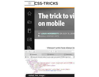снимок экрана, показывающий разметку веб-сайта CSS Tricks