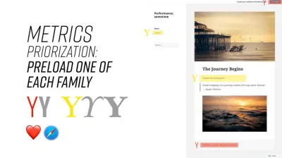 A screenshot of slide 93 showing two example of images with a title next to them saying ‘Metrics prioritization: preload one of each family’