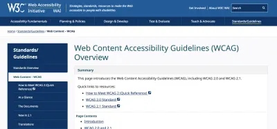 Pagina de pornire pentru Prezentare generală a Ghidurilor de accesibilitate a conținutului web