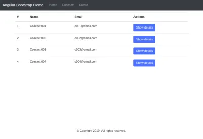 Demostración de Angular Bootstrap: Página de contactos