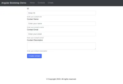 Demostración de Angular Bootstrap: Crear página de contacto