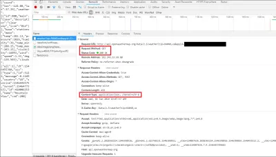 API yanıtından Başlıkları gösteren Google Dev Tools