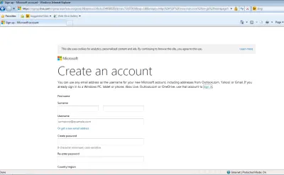 Скриншот страницы регистрации в MSN