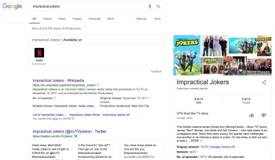 Скриншот результатов поиска Google Chrome для Impractical Jokers