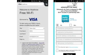 Formulaire wifi gratuit Heathrow et Aéroports de Paris