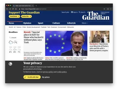 página 'sua privacidade' do guardião