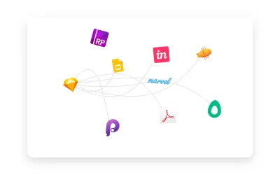 Logos de produits tels que Sketch, Principle, Invision et plus librement liés