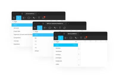 Deux captures d'écran montrant différentes façons de nommer les pages Figma