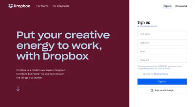 Сайт Dropbox 2019