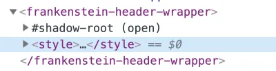 style-loader помещает импортированную таблицу стилей в оболочку Frankenstein, но вне Shadow DOM.