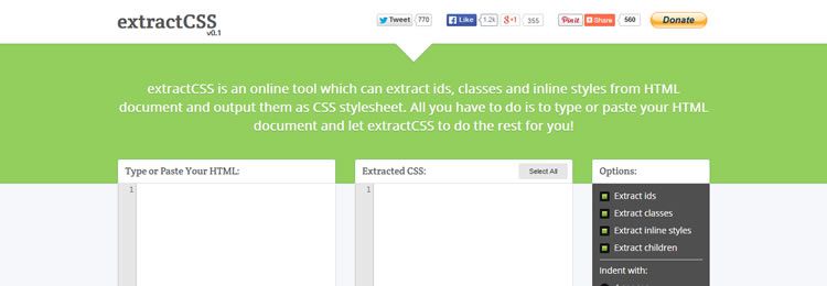 extractCSS เครื่องมือที่สามารถแยกคลาส ids จากเอกสาร HTML และส่งออกสไตล์ชีต CSS