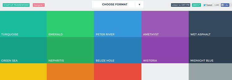 Référence des couleurs de l'interface utilisateur plate - Petite application Web basée sur le Web