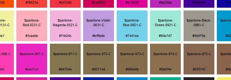 Pantone Sass Una lista de colores Pantone como variables Sass