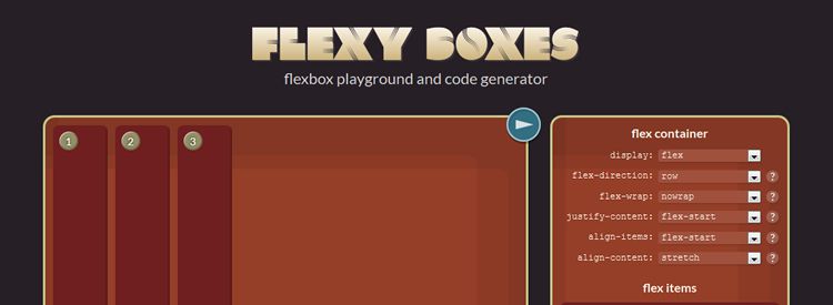 Flexy Boxes CSS-Flexbox-Spielplatz und Code-Generierungstool