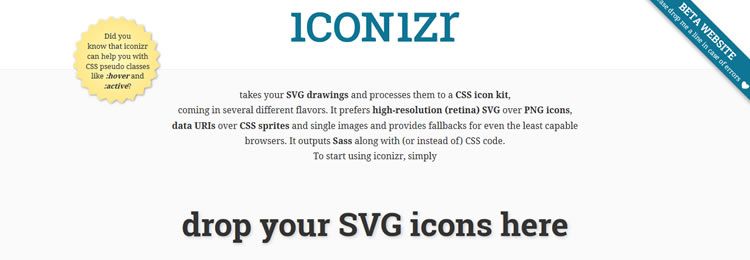 iconizr Uno strumento per convertire le immagini SVG in un set di icone CSS