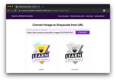 Formulaire rempli d'une URL d'image, montrant l'image originale ci-dessous à gauche et l'image convertie à droite