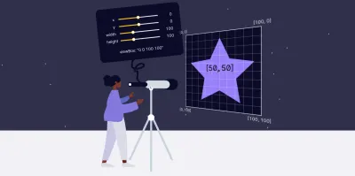 Une personne regardant à travers un télescope regardant une forme d'étoile