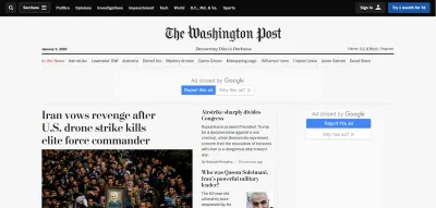 Настольная домашняя страница веб-сайта The Washington Post