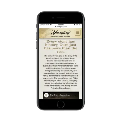 Histoire du site mobile Yuengling