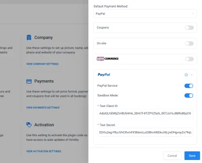 Configuración del procesador de pagos Amelia