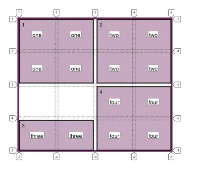 Un elemento ahora solo ocupa una fila con Firefox Grid Inspector resaltando las líneas